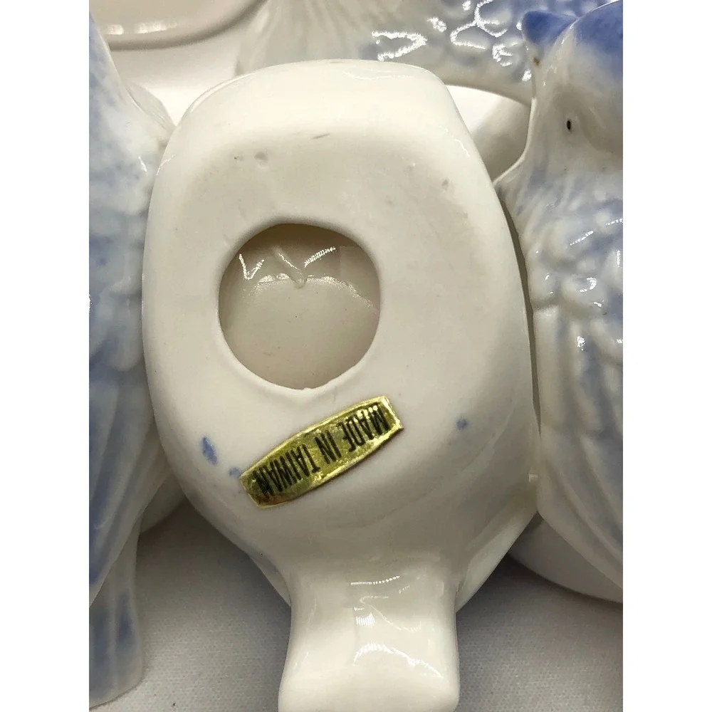 Vintage Bluebird Porcelain Napkin Rings Figurines Set of 5 Made in Taiwan